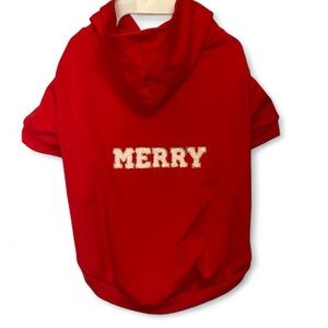 NEW WITHOUT TAGS FABDOG CHRISTMAS EMBROIDERED MERRY DOG HOODIE LARGE